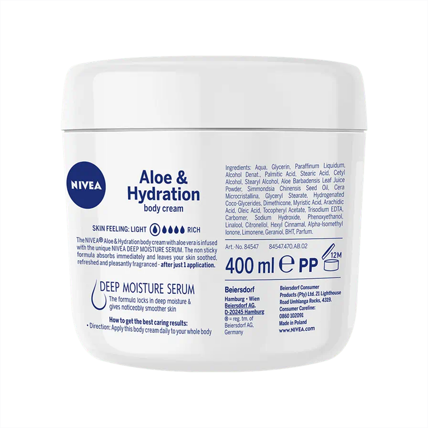 Nivea Aloe & Hydration Body Cream 400ml