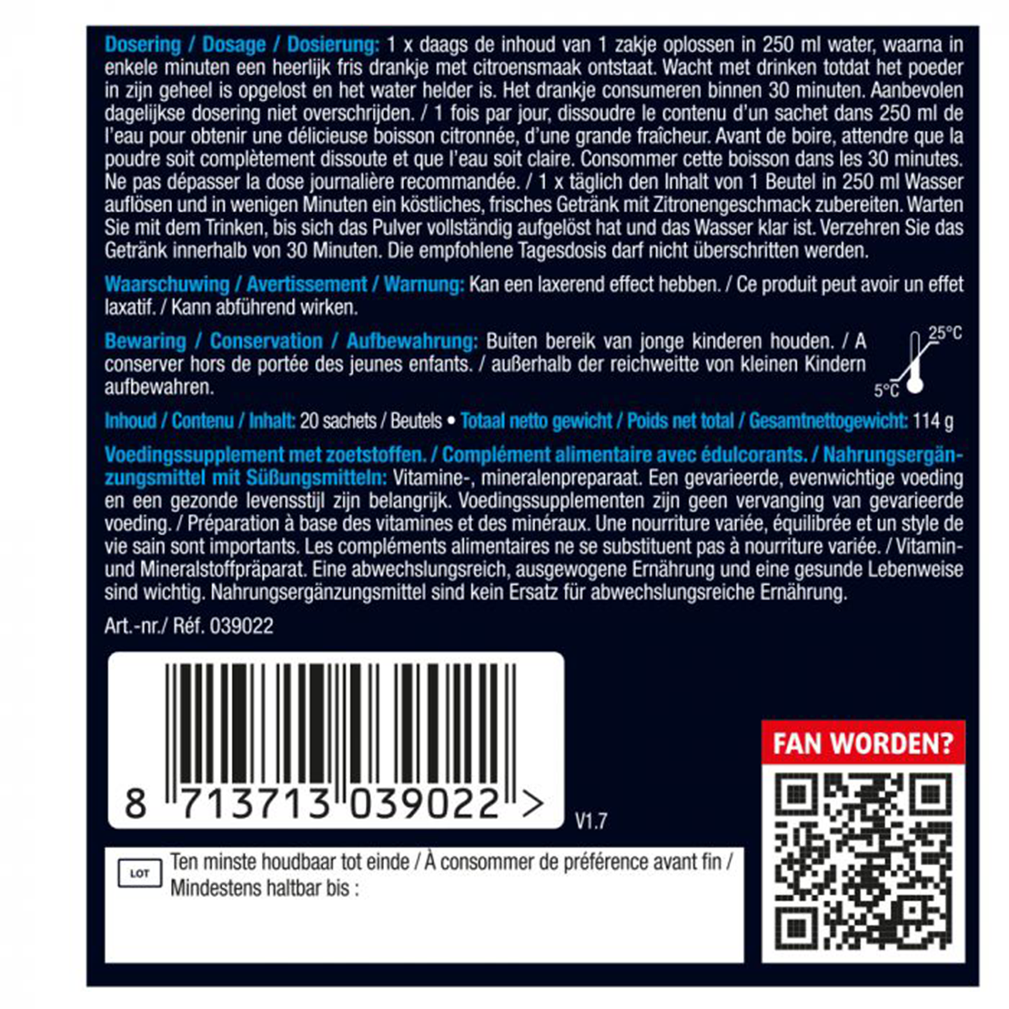 Magnesium Citraat Poeder 400 mg 20 sachets