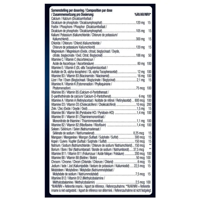 Magnesium, Vitaminen & Mineralen Compleet 30 tabletten