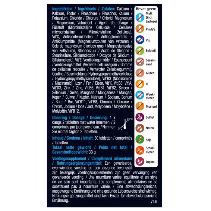 Magnesium, Vitaminen & Mineralen Compleet 30 tabletten