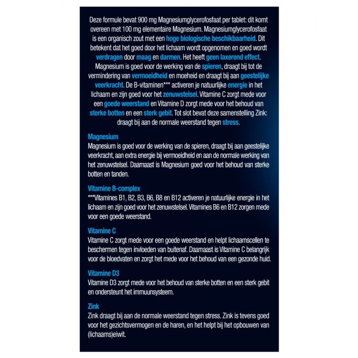 Magnesium Spanning, Stress & Vermoeidheid 45 tabletten