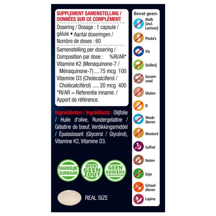 Vitamine K2 + D3 60 capsules