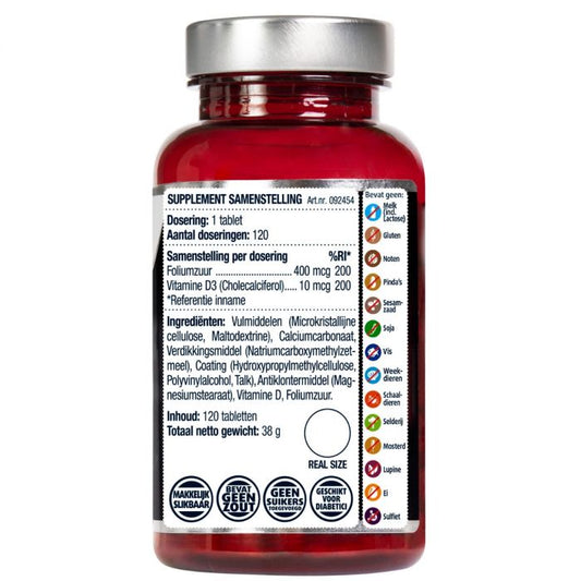 Foliumzuur + Vitamine D3 120 tabletten