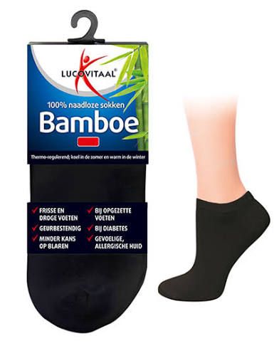 ZWART NAADLOZE BAMBOE ENKELSOKKEN 43-46