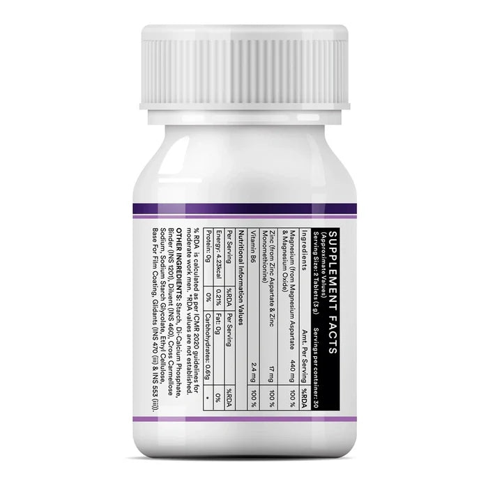 Inlife ZMA – Zink Magnesium Aspartaat en Vitamine B6 Supplement voor Mannen en Vrouwen | Spierherstel en Slaapondersteuning | Vegetarische Tabletten