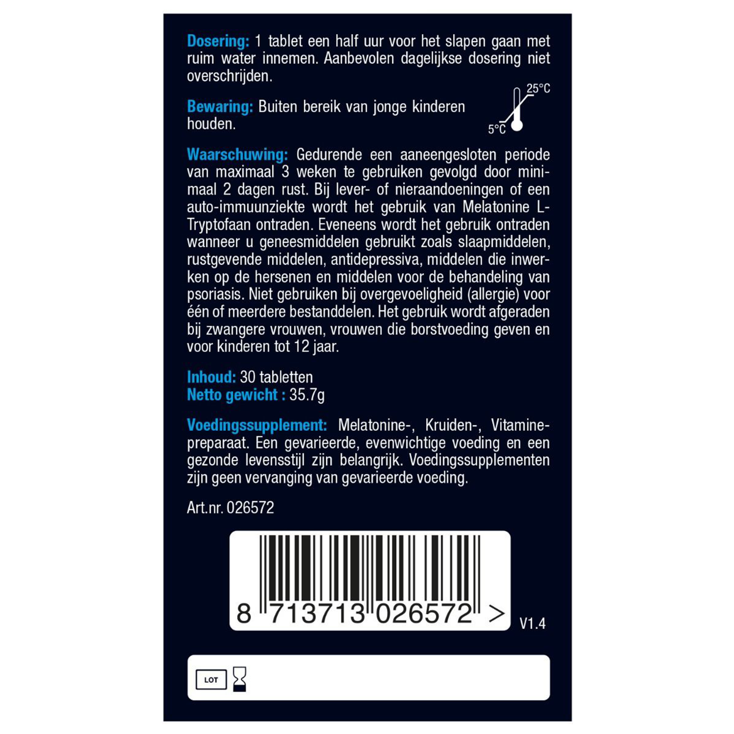 Melatonine 5 HTP L-Tryptofaan 30 tabletten