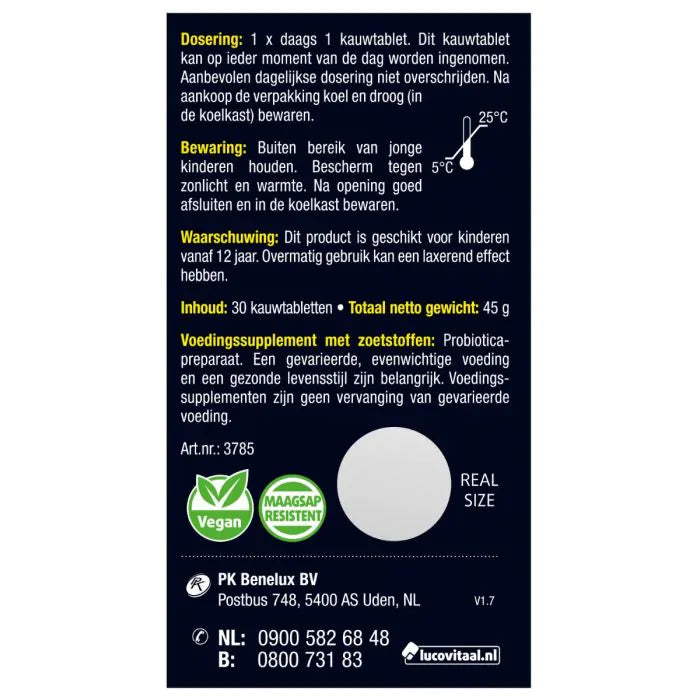 Probiotica tabletten Mix van 6 Bacteriestammen 30 kauwtabletten