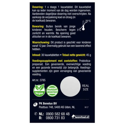 Probiotica tabletten Mix van 6 Bacteriestammen 30 kauwtabletten