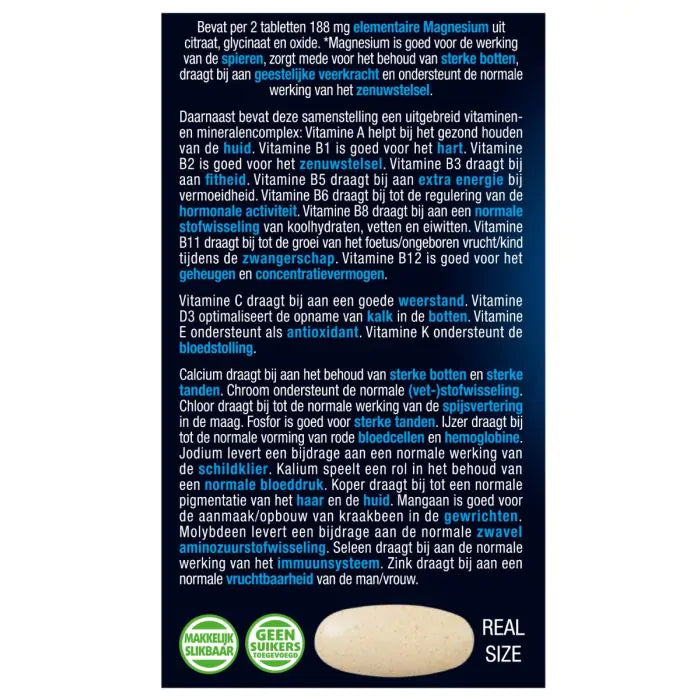 Magnesium, Vitaminen & Mineralen Compleet 30 tabletten