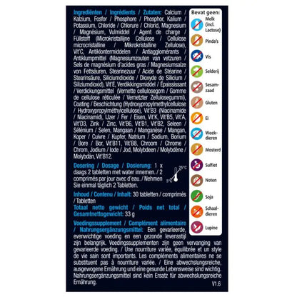 Magnesium, Vitaminen & Mineralen Compleet 30 tabletten
