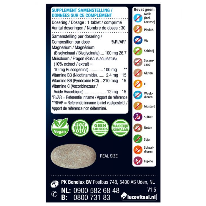 Magnesium Vermoeide, Zware Benen 30 tabletten