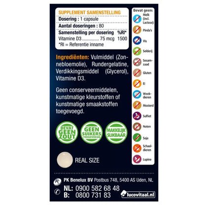 Vitamine D3 75 mcg 80 capsules