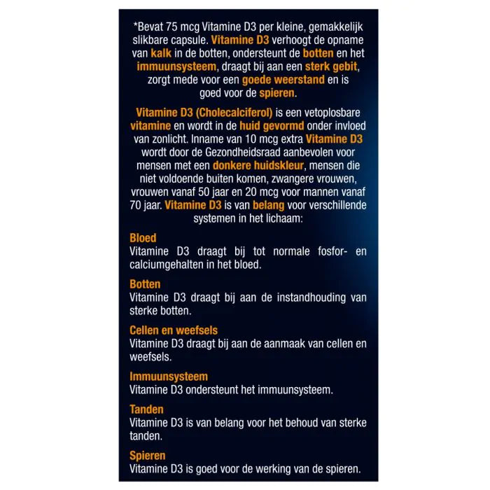 Vitamine D3 75 mcg 80 capsules