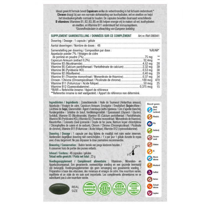Ideaal Gewicht Appelazijn 48 capsules