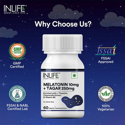 Inlife Melatonine (10 mg) met Tagar (250 mg) | Vegetarische Tabletten