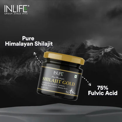 Inlife Shilajit Goudhars met Ashwagandha, Tribulus, Kurkuma, Kali Musli | 20g