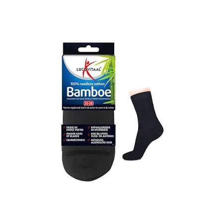 ZWART NAADLOZE BAMBOE LANGE SOKKEN 39-42