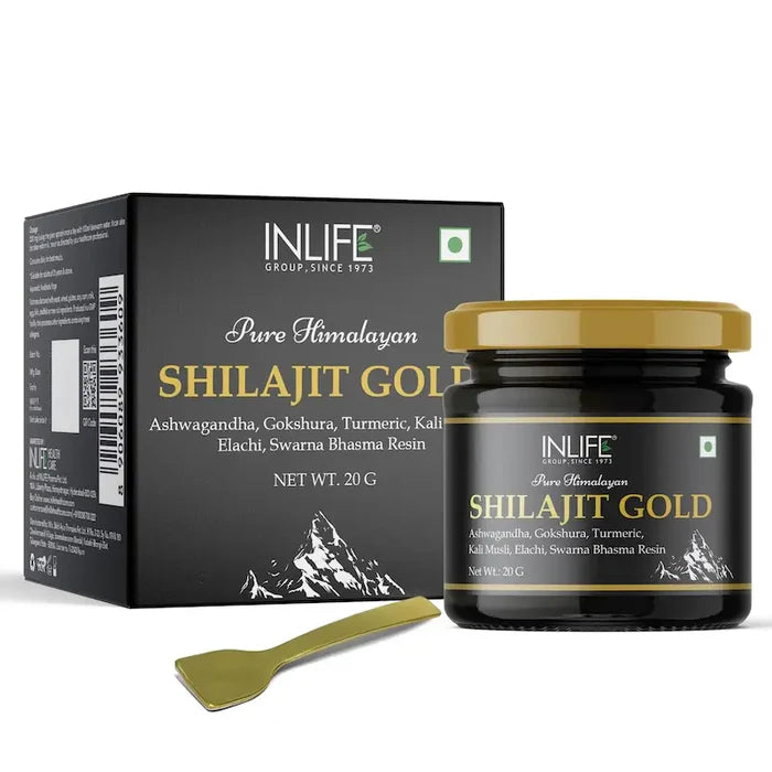 Inlife Shilajit Goudhars met Ashwagandha, Tribulus, Kurkuma, Kali Musli | 20g