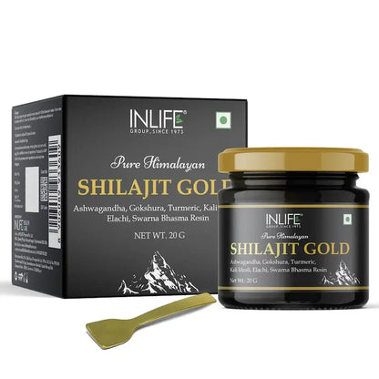 Inlife Shilajit Goudhars met Ashwagandha, Tribulus, Kurkuma, Kali Musli | 20g