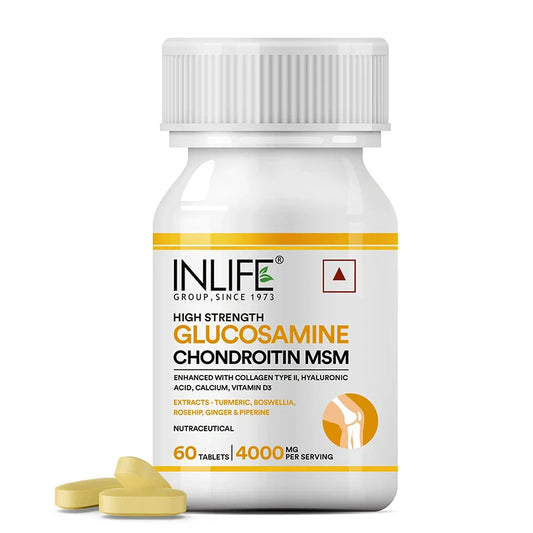 Inlife Glucosamine MSM Chondroitin & Collagen Tablets with Hyaluronic Acid, Calcium & Vitamin D3