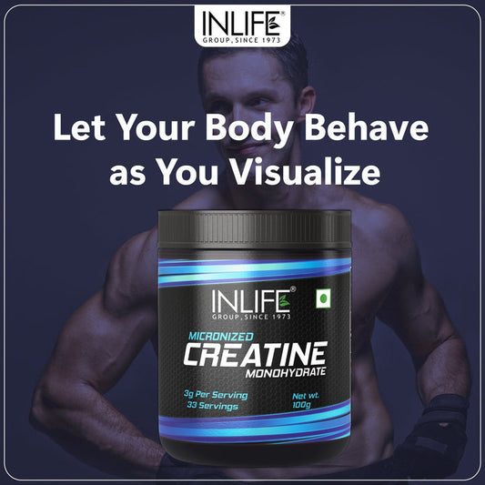 INLIFE Micronized Creatine Monohydrate Powder Supplement - 100 grams (Unflavoured)