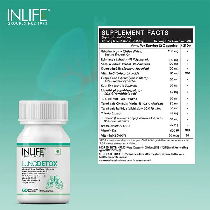 Inlife Lung Detox Supplement | Vegetarische Capsules